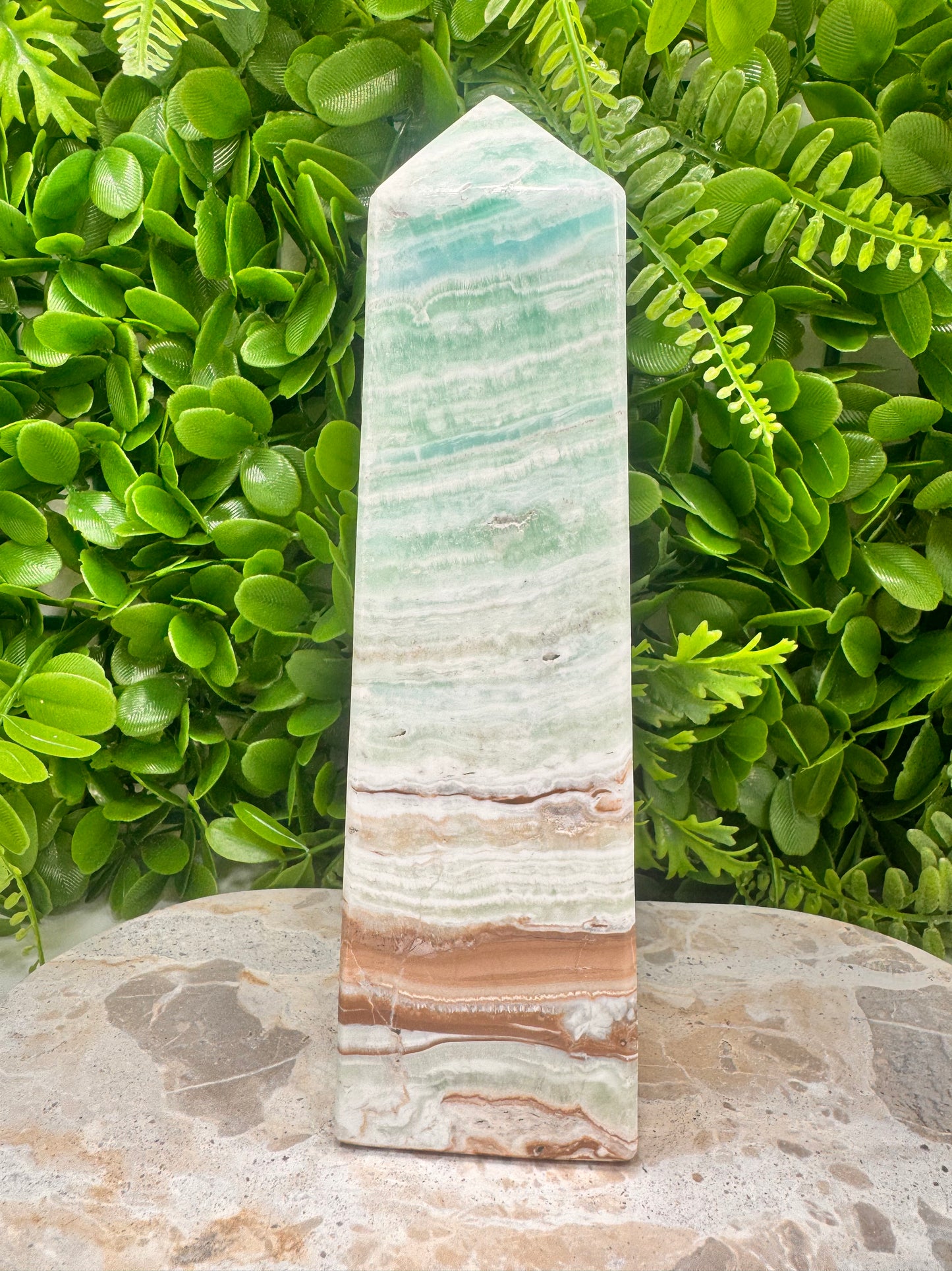 Blue Caribbean Calcite Tower 1502g