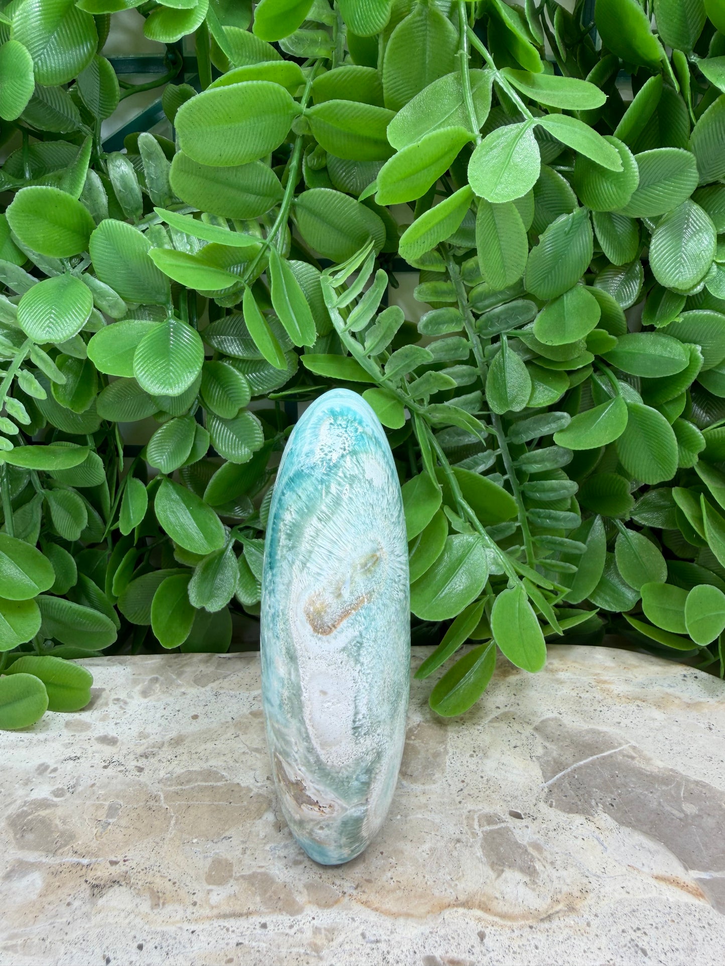 Standing Blue Aragonite with Smithsonite Freeform 320g