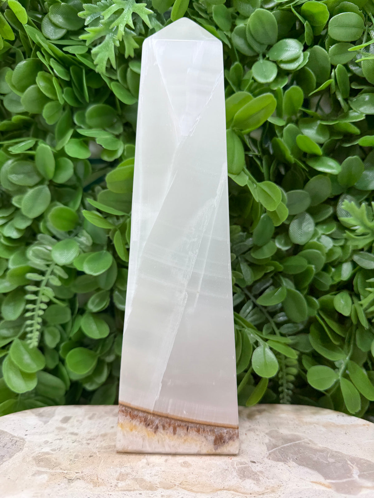 Dendritic Silky White Calcite Tower | Calm • Clarity • Balance