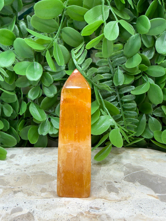 Orange Crystalised Calcite Point 164g