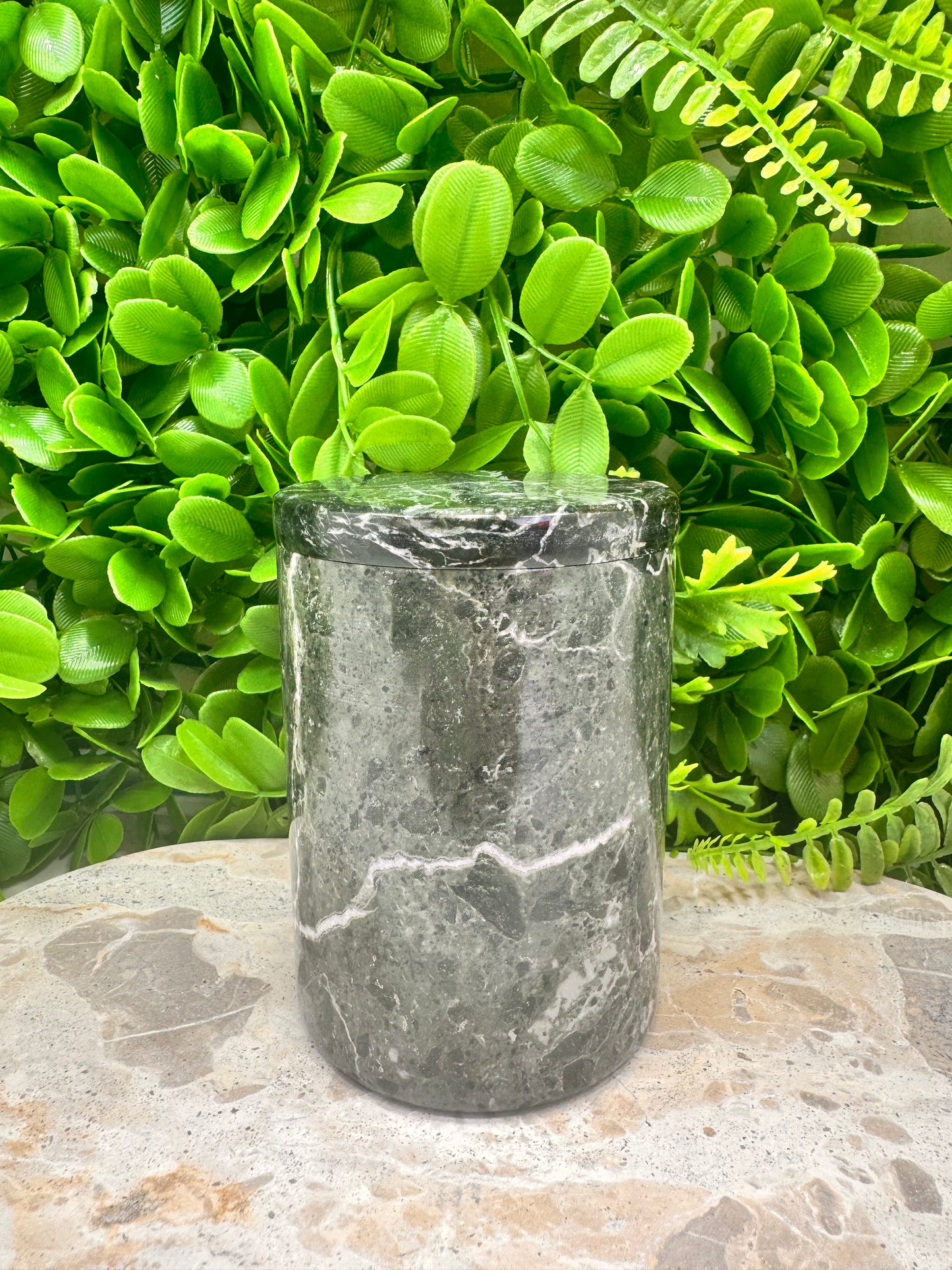 Black Zebra Jasper Jar with lid 2 pce 596g