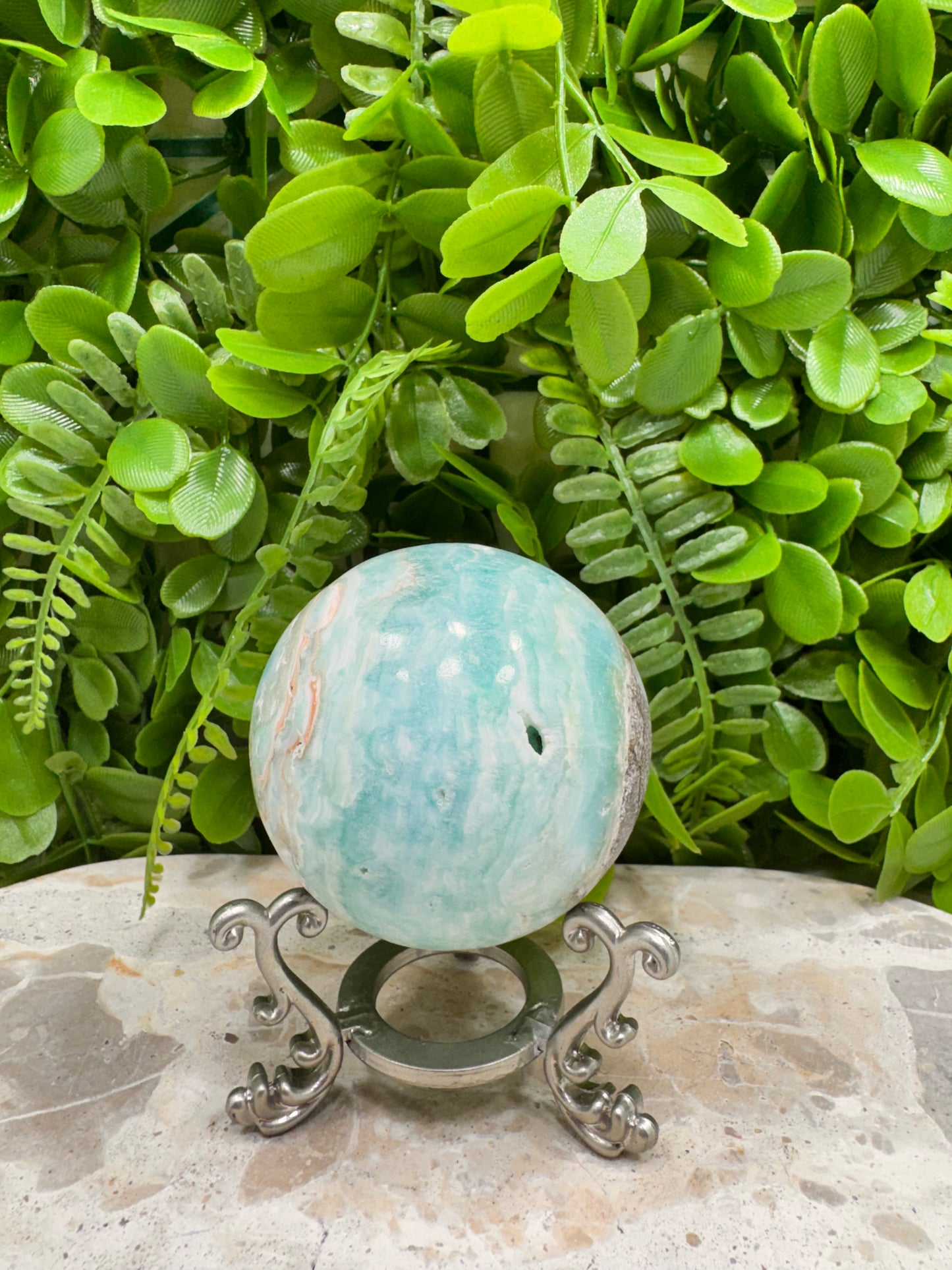 Blue Aragonite Sphere 382g