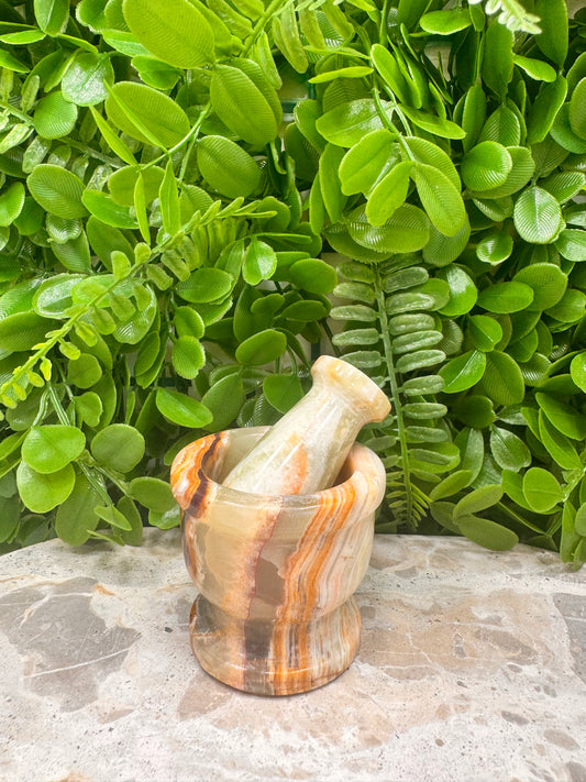 Green Banded Onyx Mortar and Pestle 336g