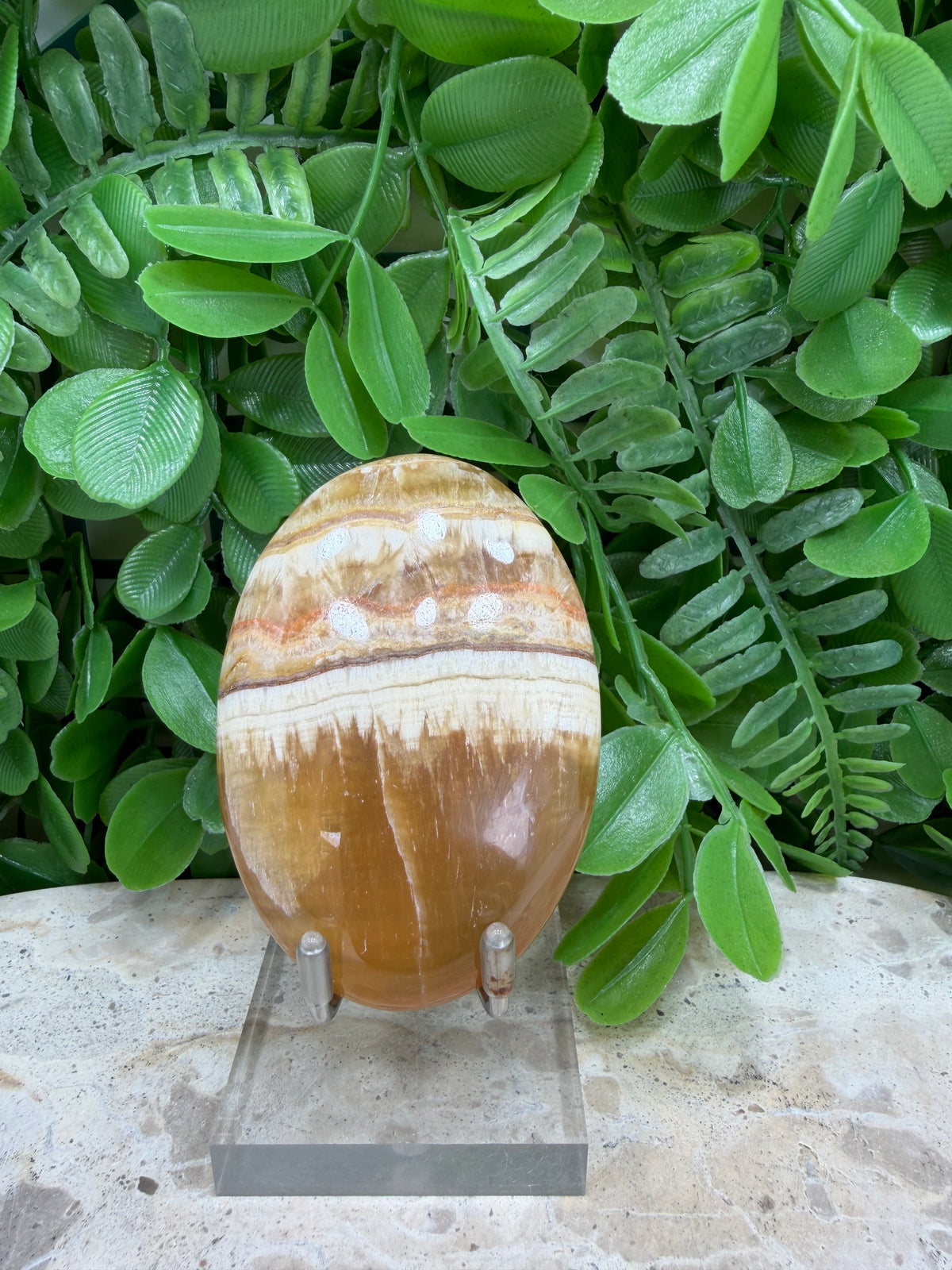 Honey Banded Calcite Palm Stone | Confidence • Motivation • Personal Power