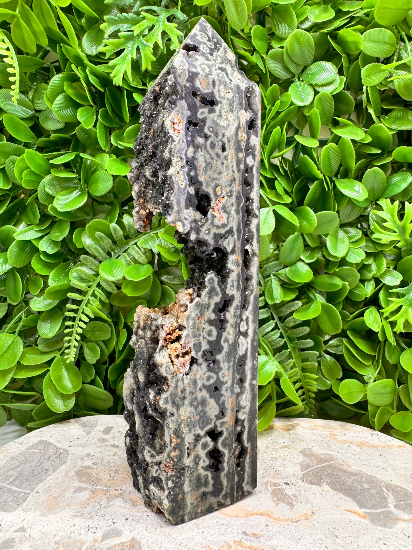 Bubble Ocean Jasper Druzy Tower Freeform 930g
