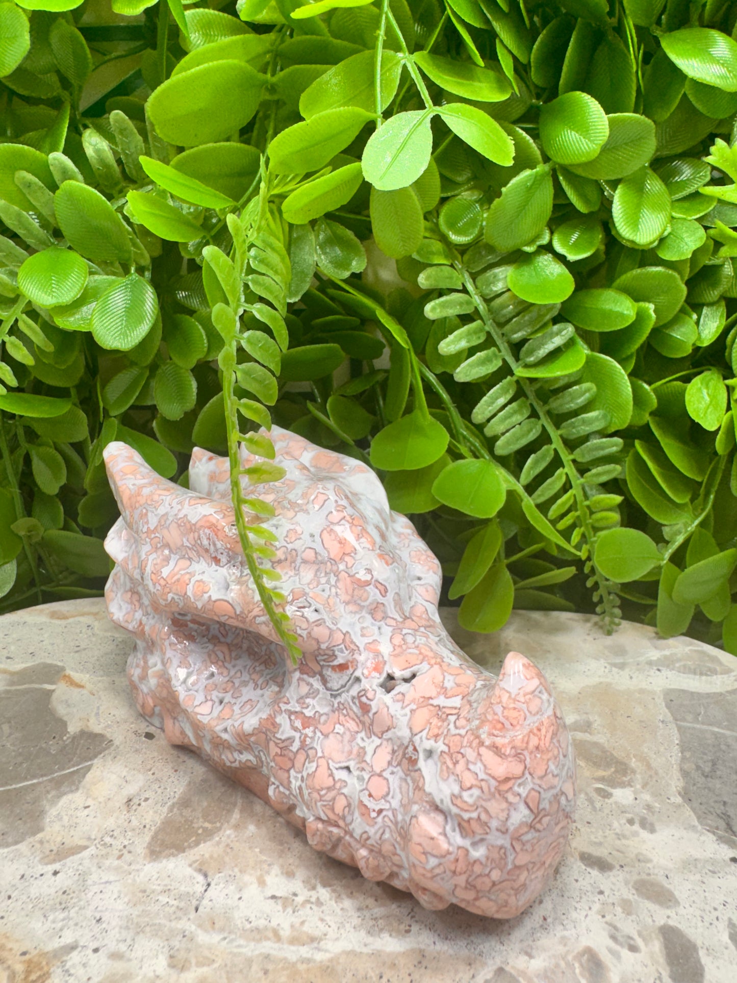 Pink Agate Dragon Skull 635g