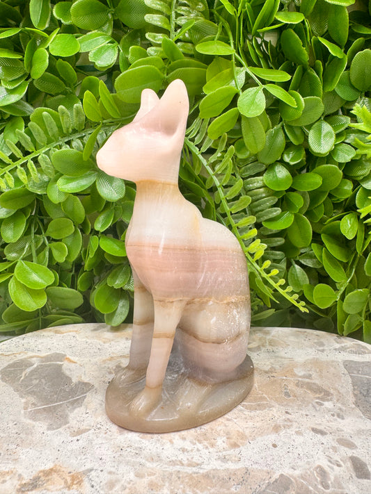Pink Pistachio Calcite Egyptian Cat 500g
