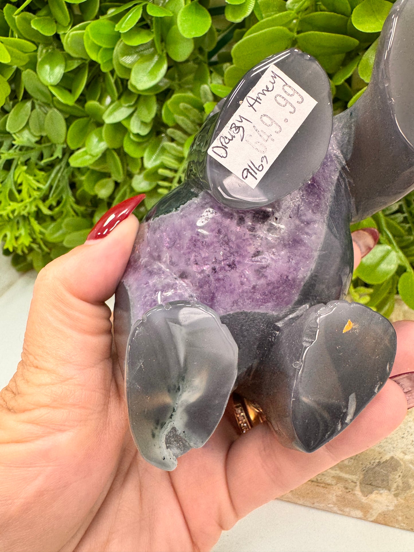 Amethyst Druzy Agate Bear 916g