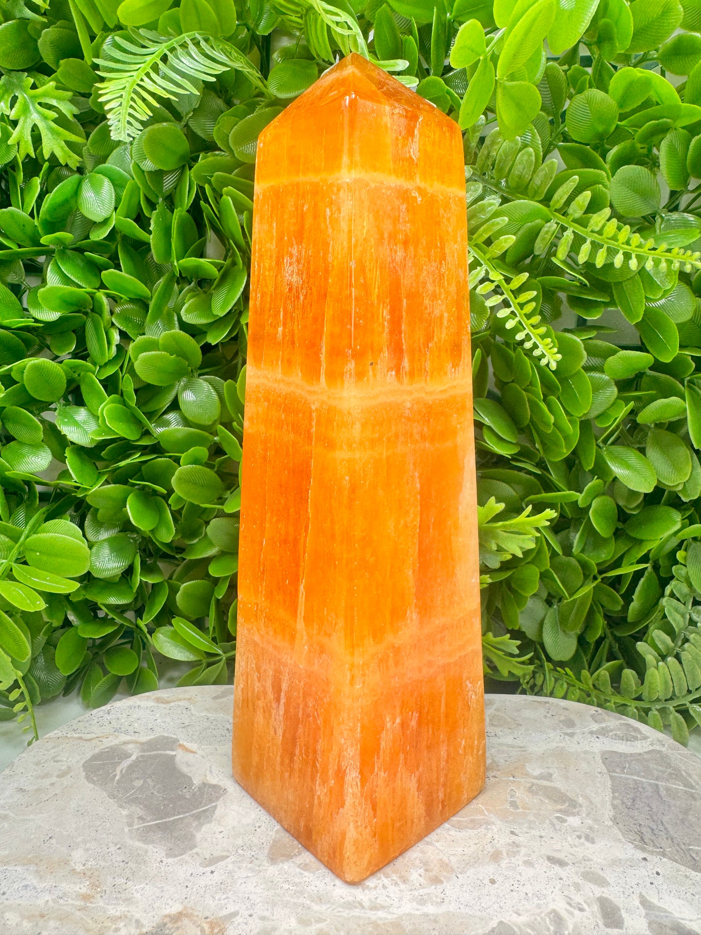 Crystallised Orange Calcite Tower 1898g