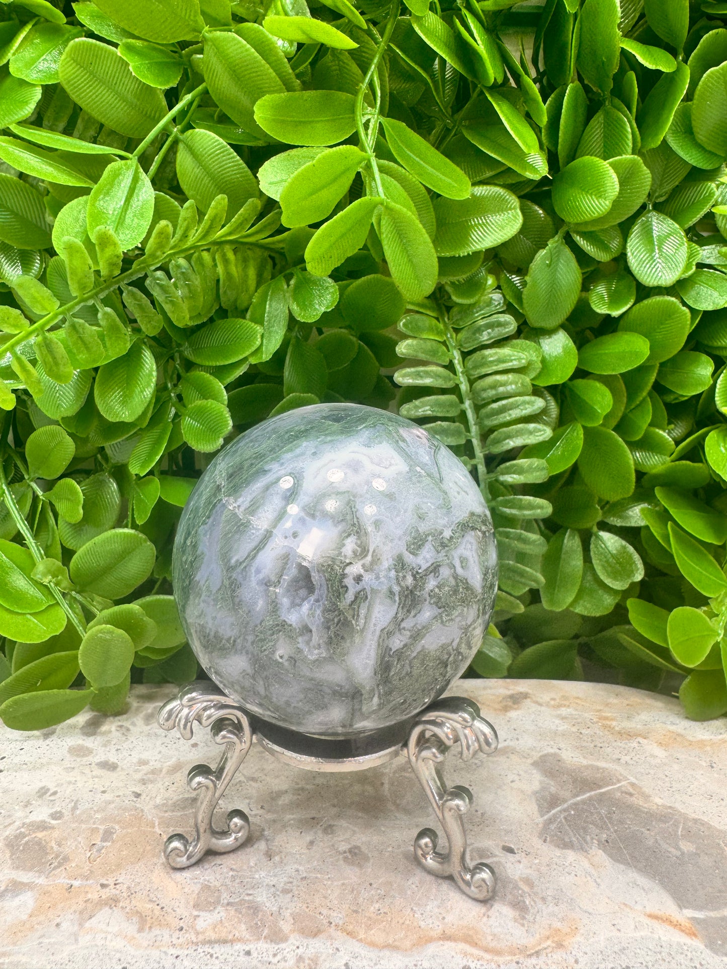 Moss Agate Sphere 432g