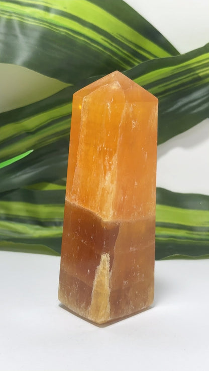 Crystalized Orange Calcite Tower 256g