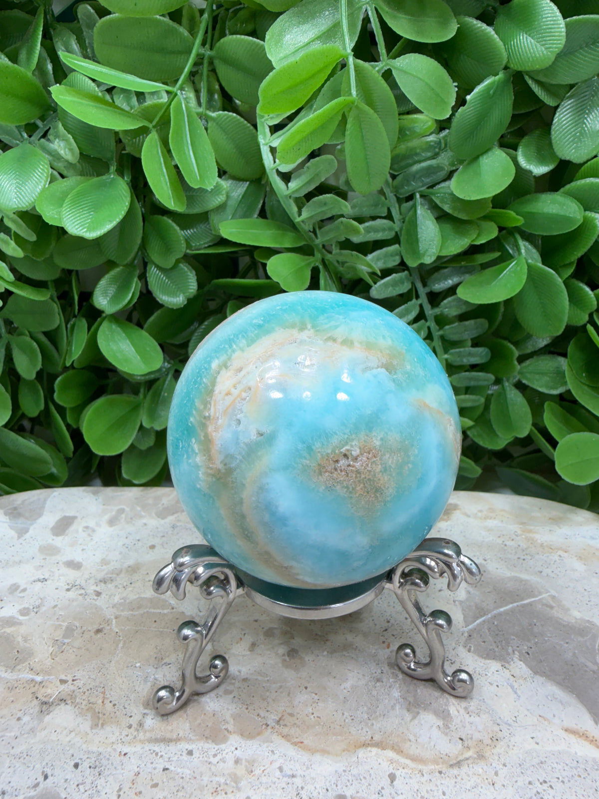 Blue Smithsonite Sphere | Calm • Compassion • Emotional Healing
