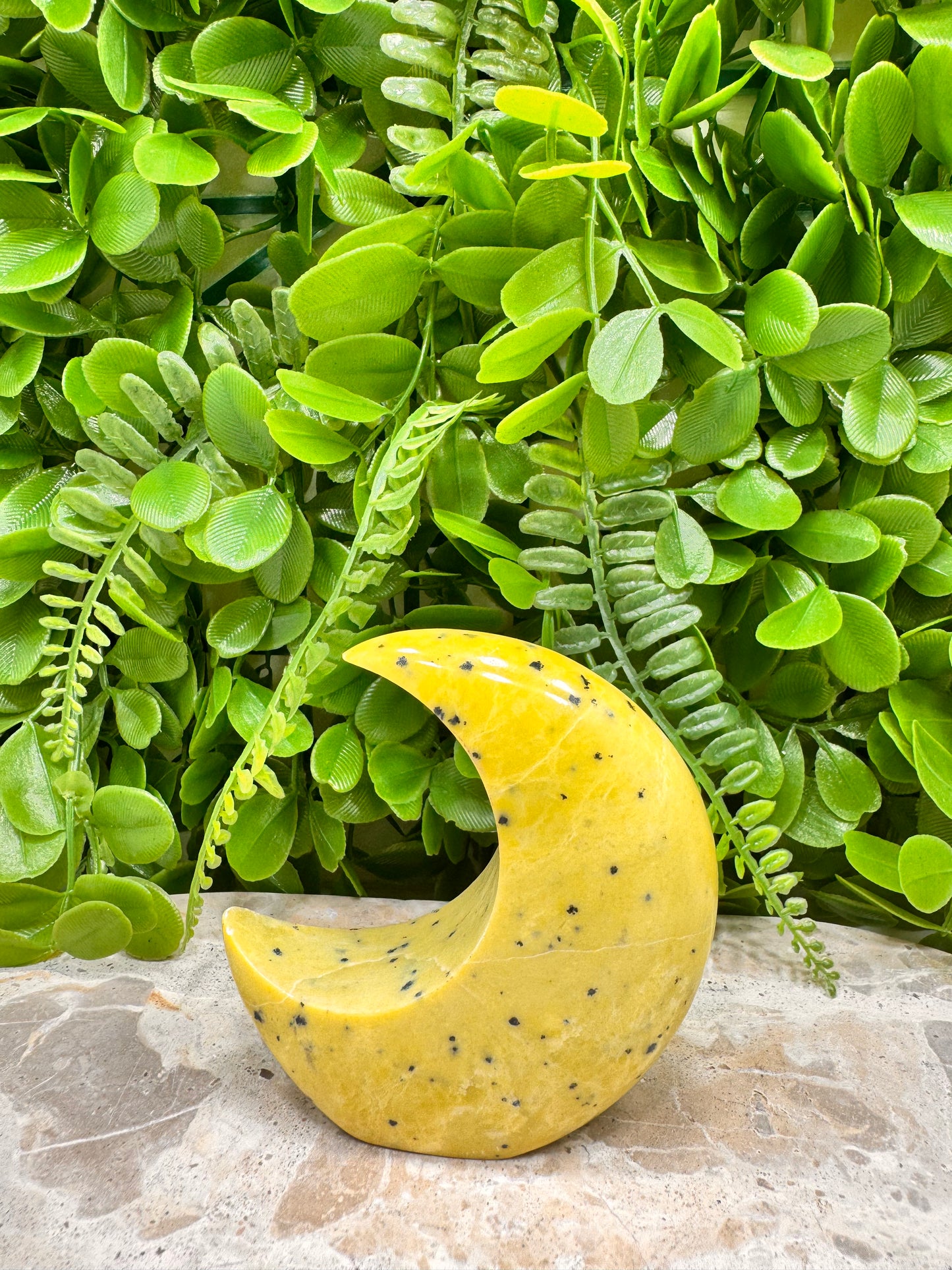 Yellow Jade with Hematite Moon 228g