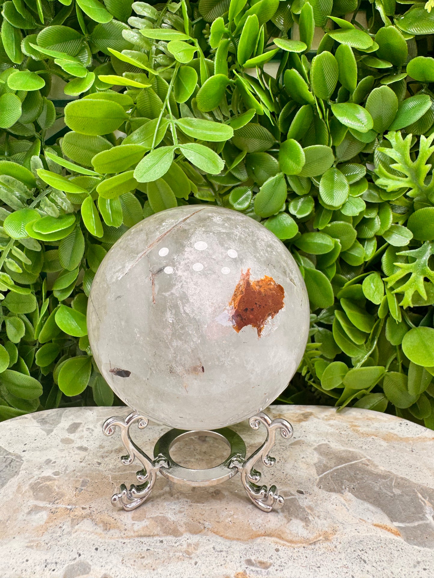 Included Rutile Quartz Sphere 882g