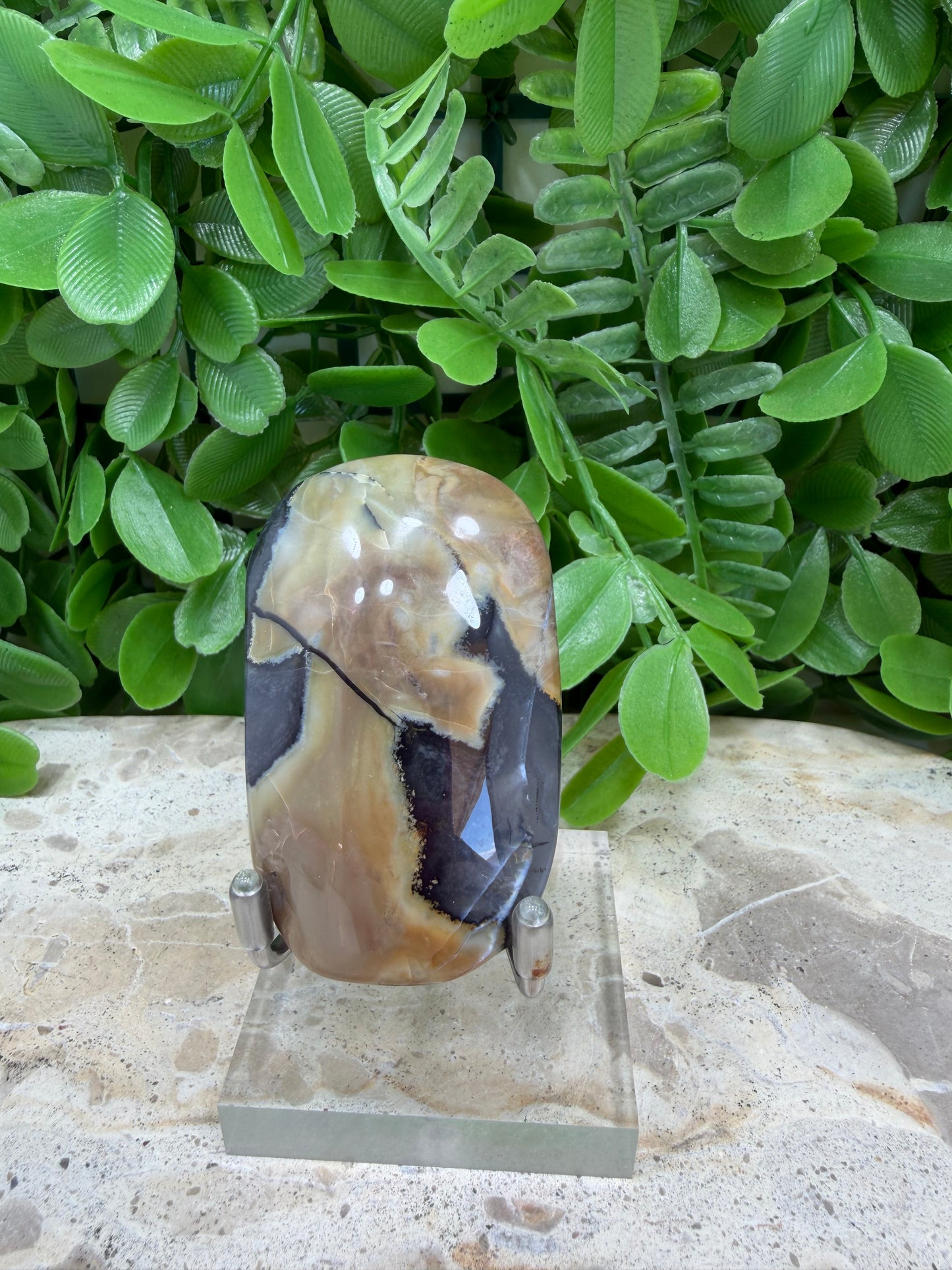 UV Volcanic Agate Palm Stone 76g