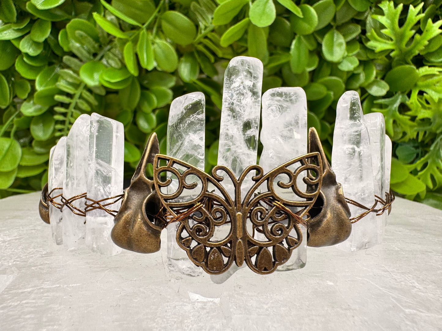 Clear Quartz Butterfly Raven Tiara 100g