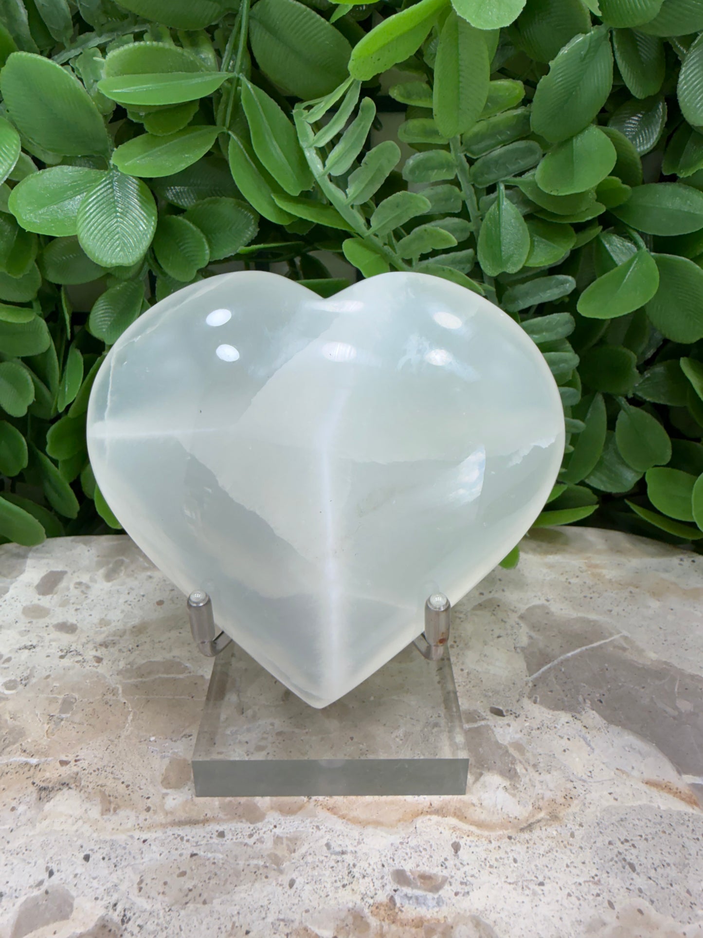 Silky White Calcite Heart 218g