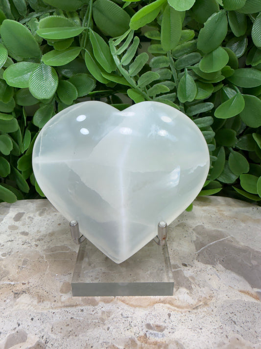 Silky White Calcite Heart 218g