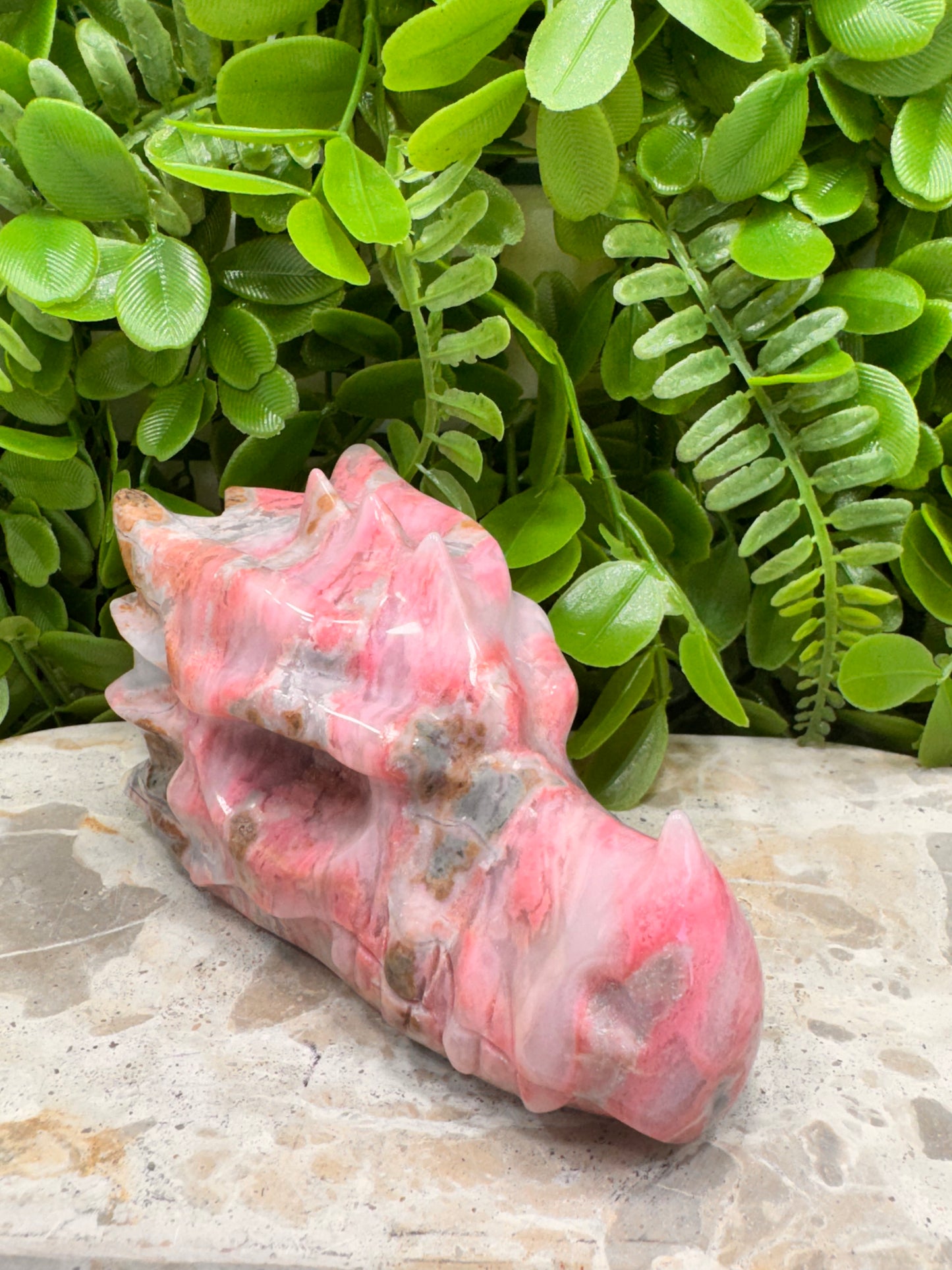 Rhodonite Dragon Skull 744g