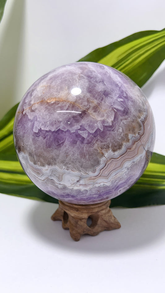 Amethyst and Mexican Agate Sphere 1318g