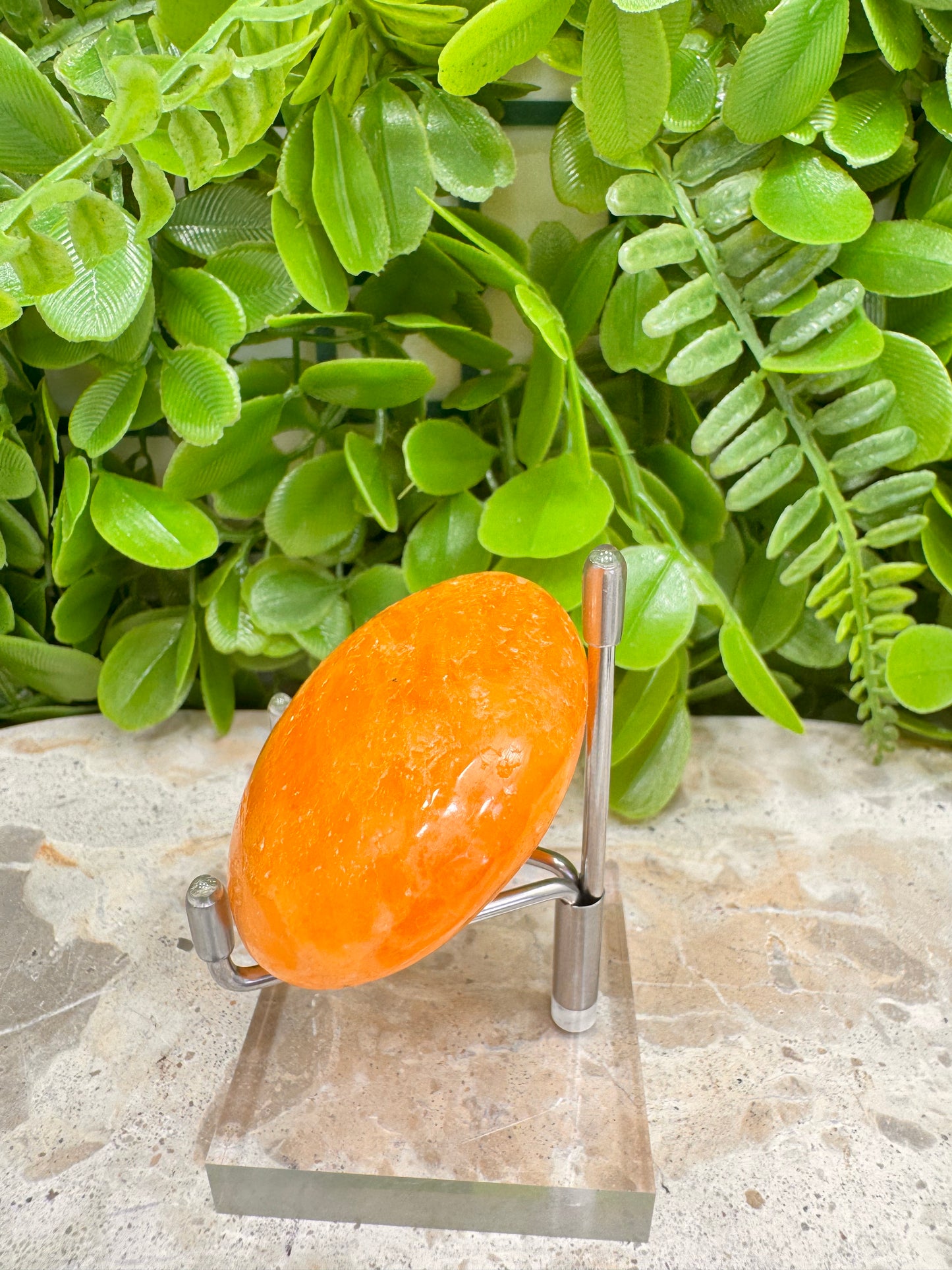 Crystalized Orange Calcite Palm Stone 108g
