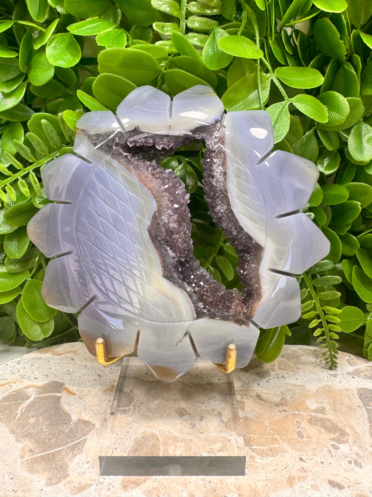 Agate Amethyst Druzy Sunflower 402g