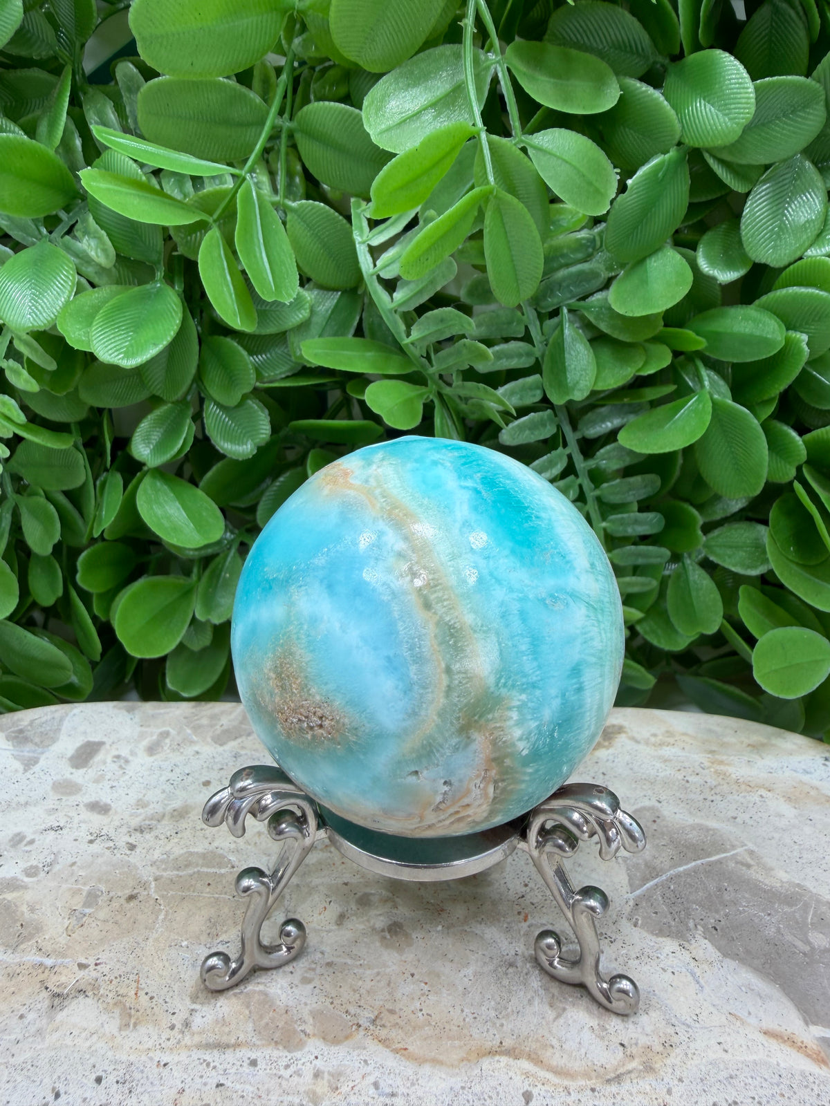 Blue Smithsonite Sphere | Calm • Compassion • Emotional Healing