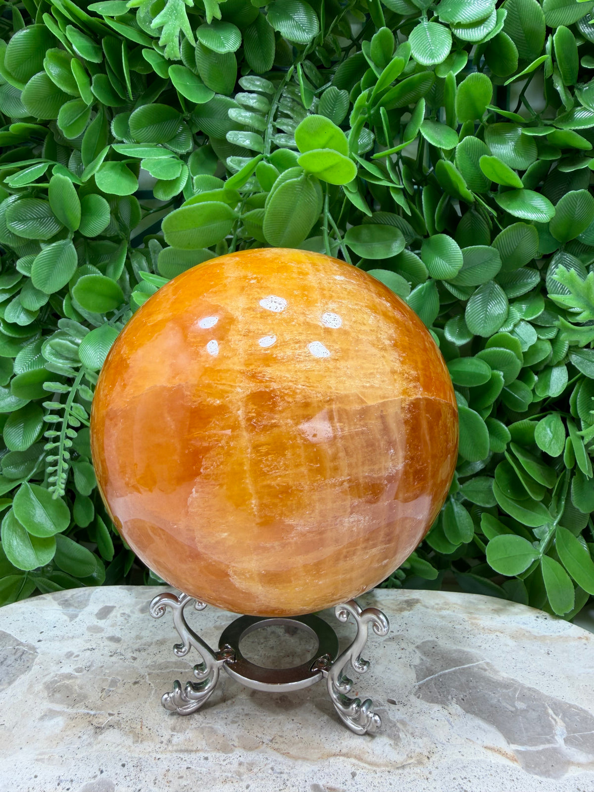 Crystallised Orange Calcite Sphere | Energy • Joy • Creativity