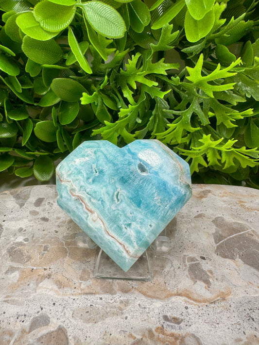 Blue Aragonite Faceted Heart 160g