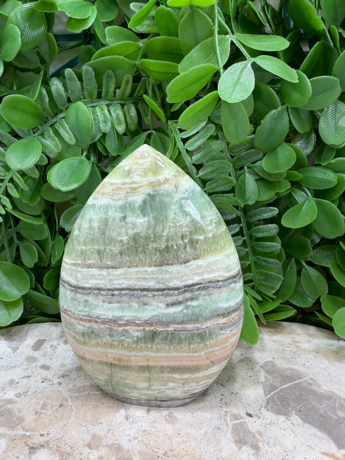 Emerald Kiwi Calcite Teardrop 372g