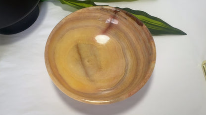 Peach Banded Calcite Bowl 488g
