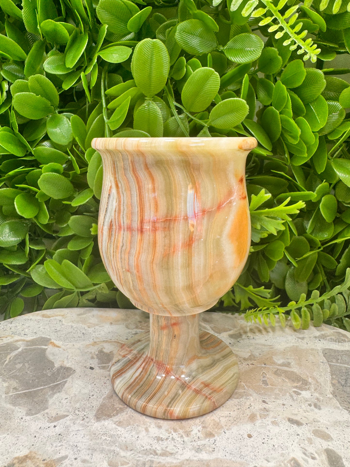 Green banded Onyx Wine Goblet 356g