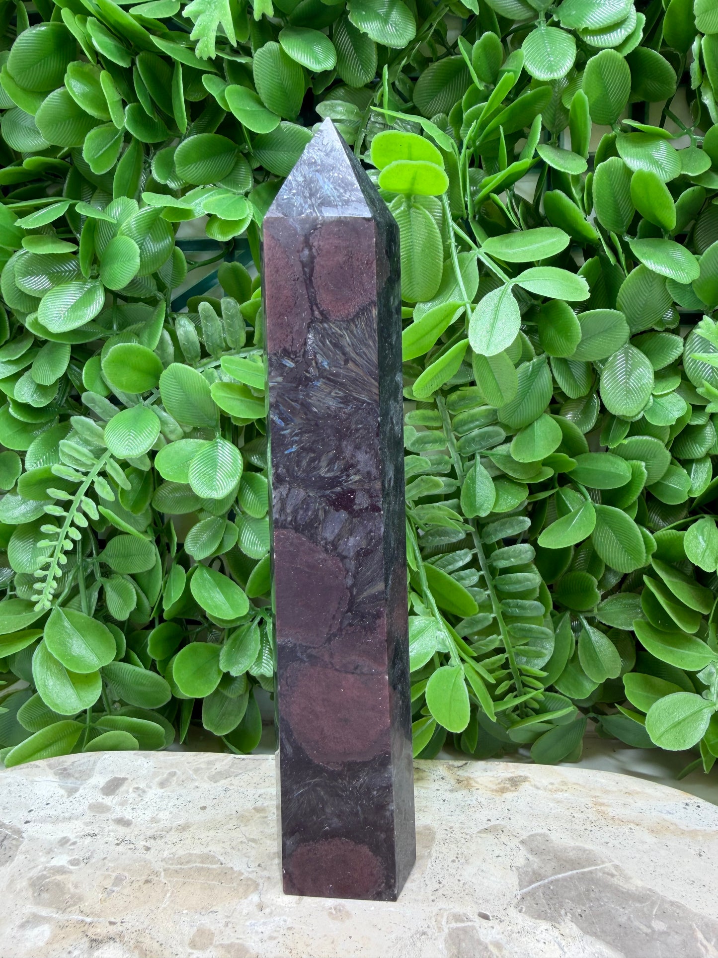 Garnet With Arfvedsonite Tower 446g