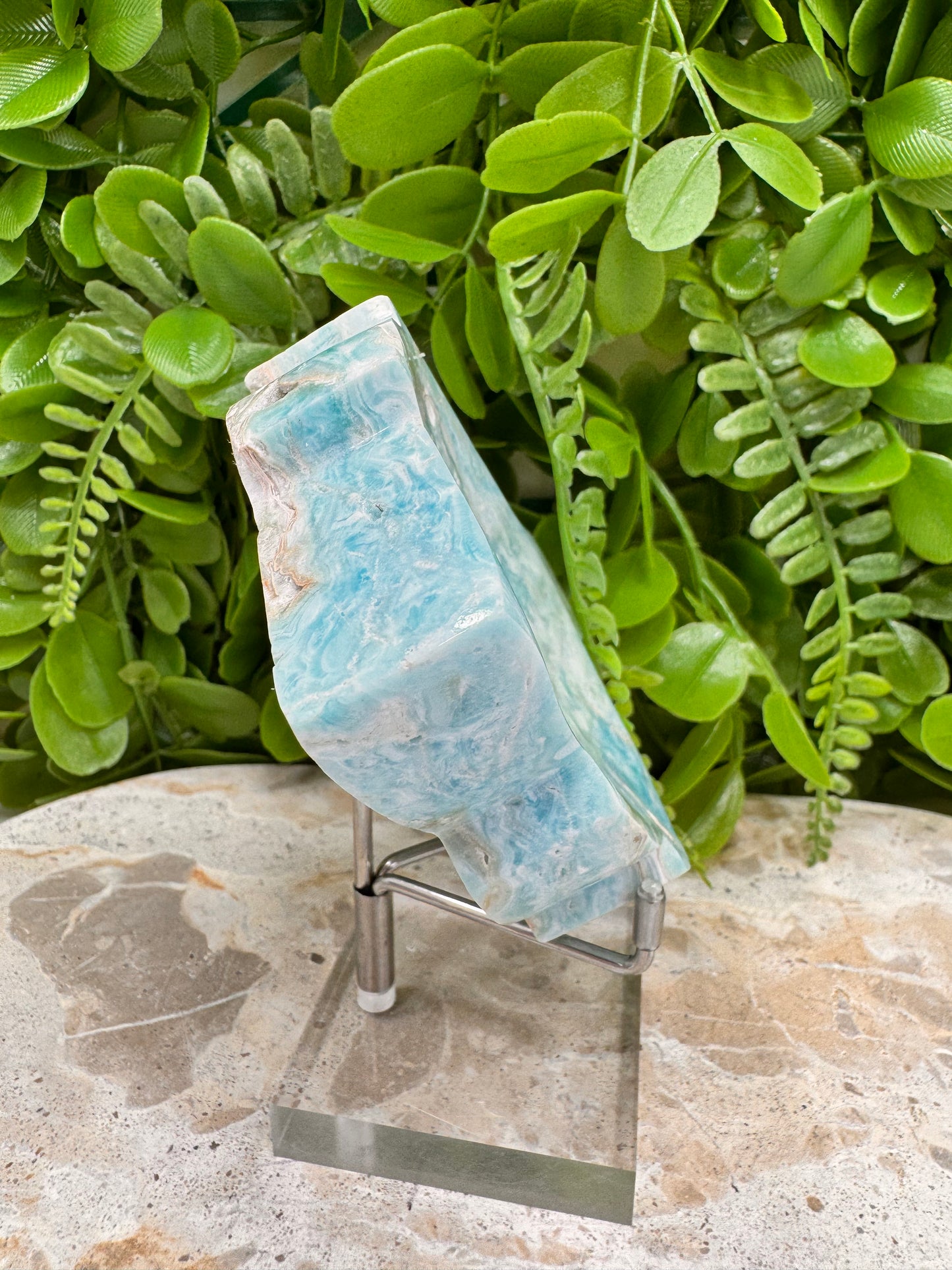 Blue Aragonite Leaf Bowl 282g