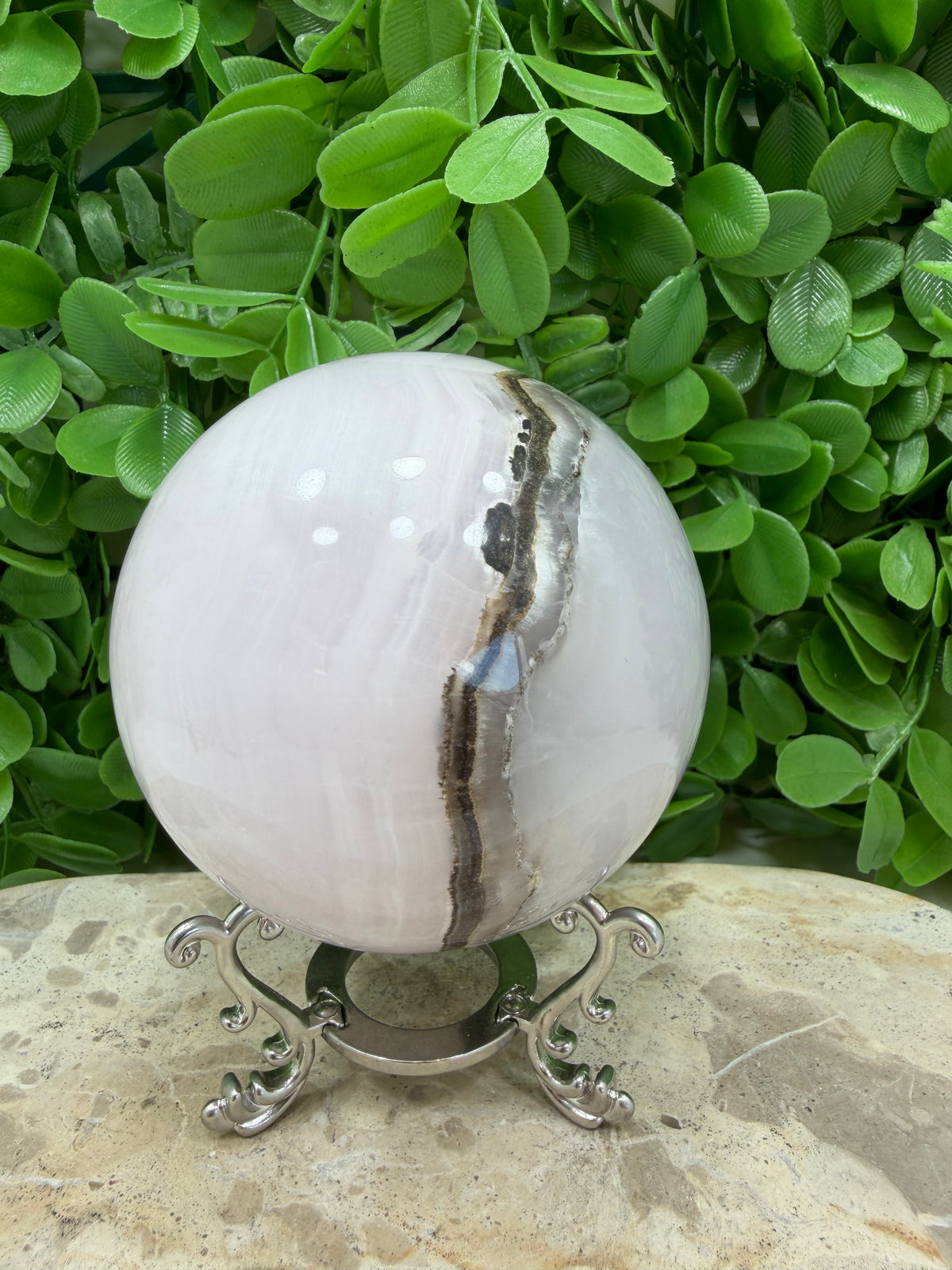 Smokey Pink Mangano UV Sphere 934g | Love • Compassion • Calm