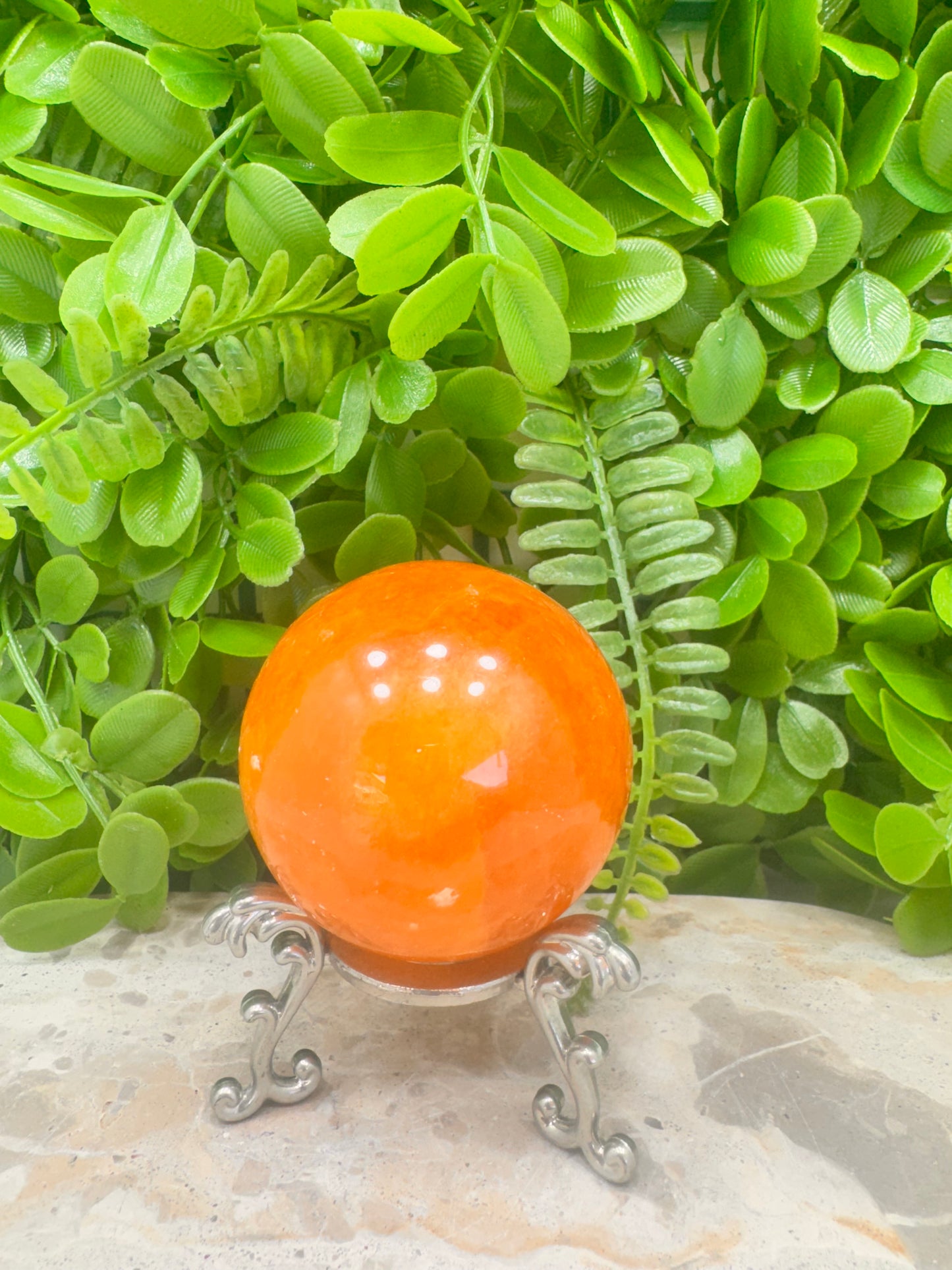 Crystalized Orange Calcite Sphere 374g