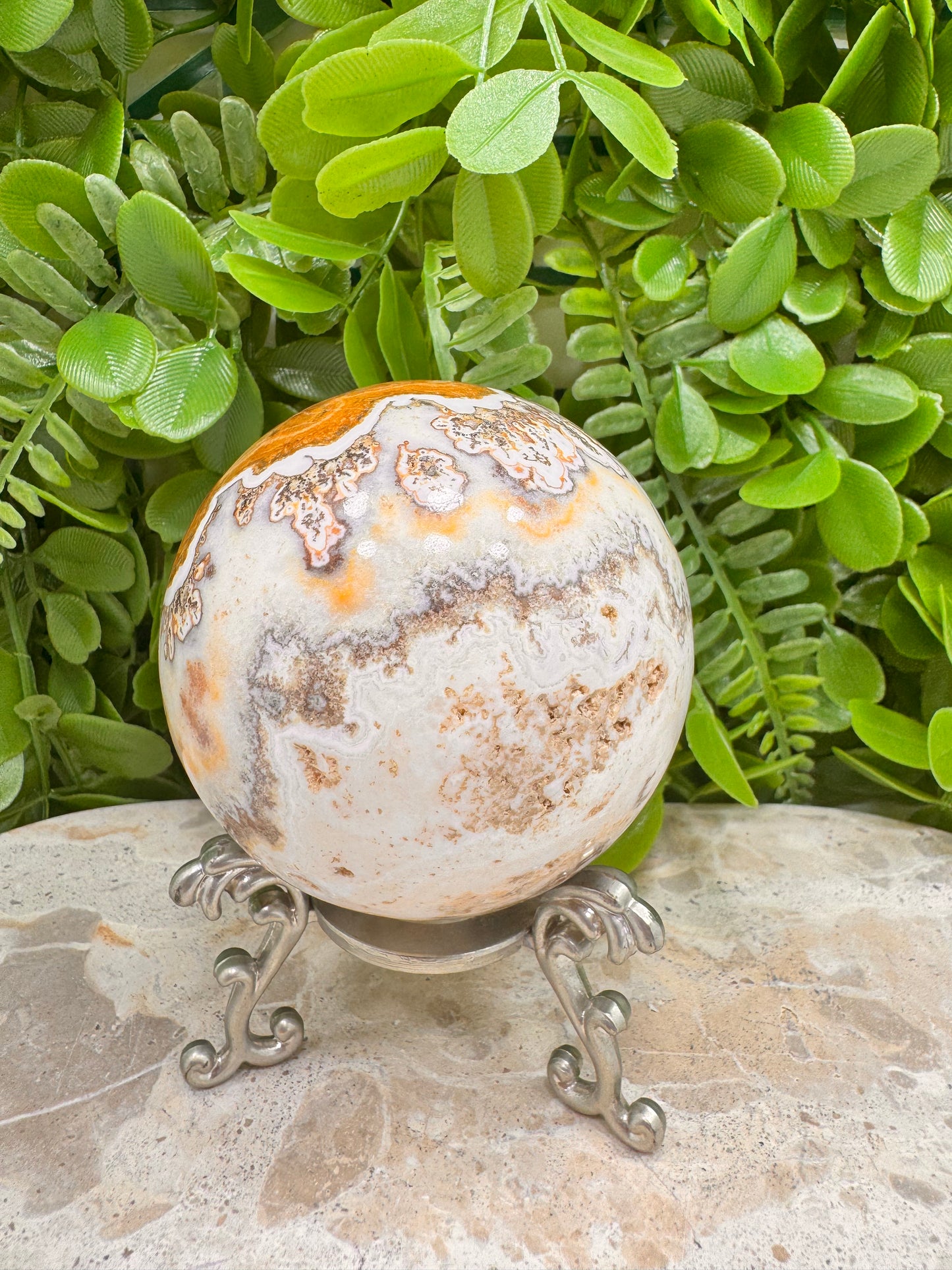 Dendritic Ocean Root Jasper Sphere 558g