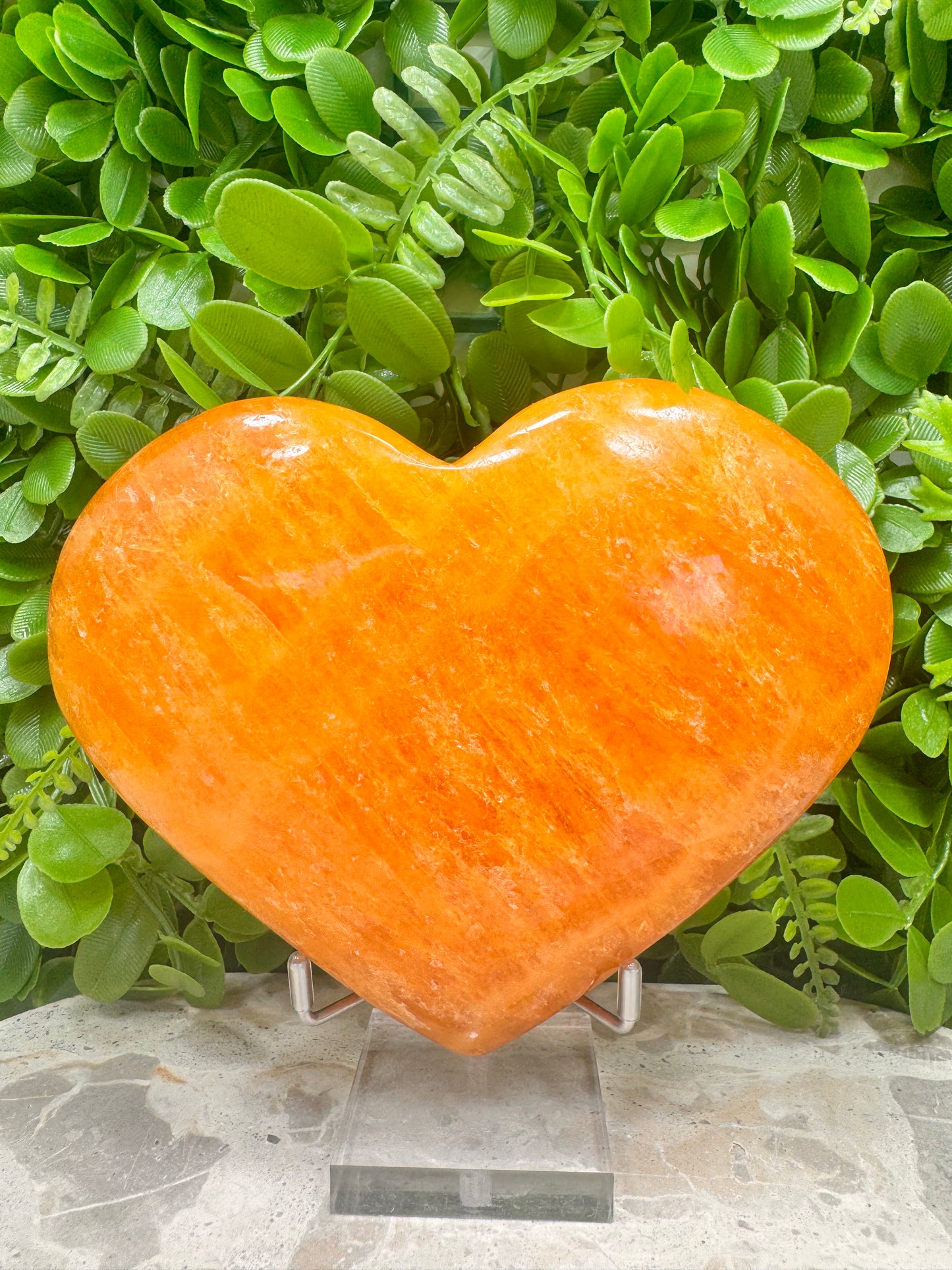 Crystalized Orange Calcite Heart 1166g
