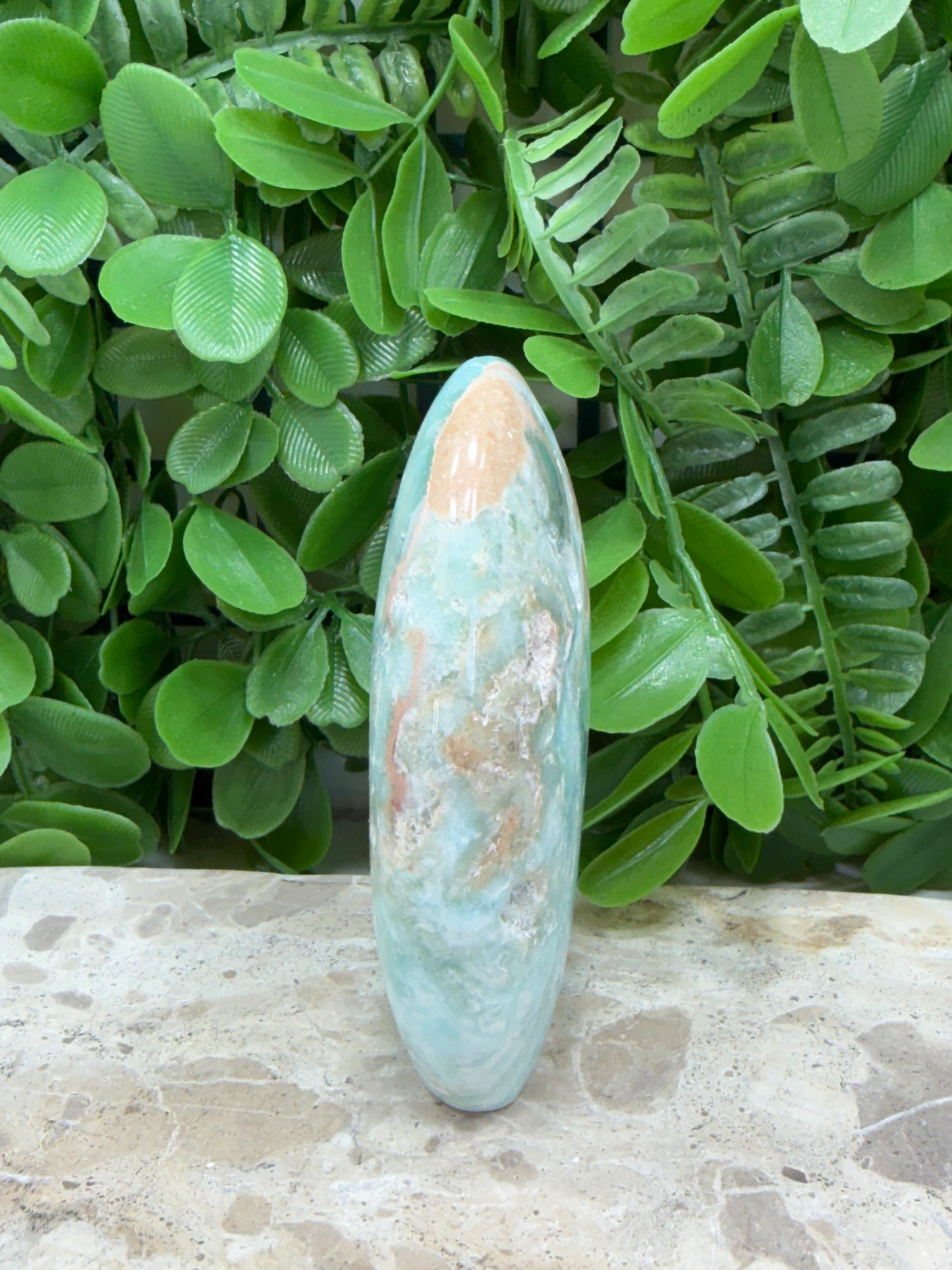 Standing Blue Aragonite With Smithsonite Freeform 260g