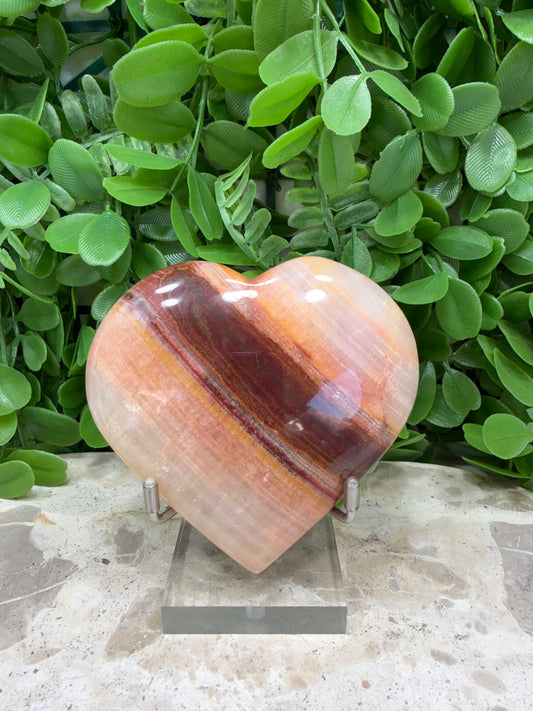 Peach Banded Calcite Heart 260g