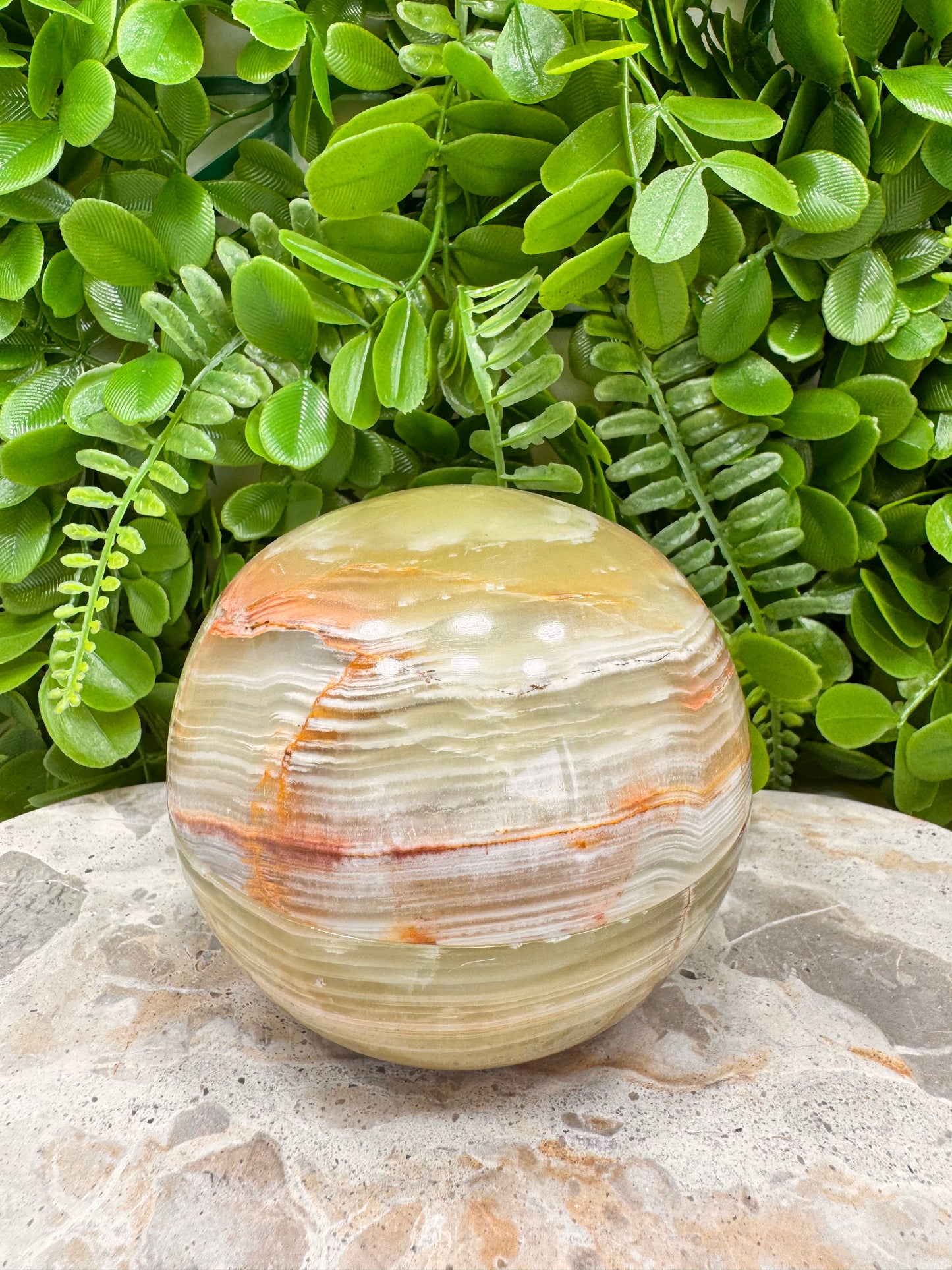 Green Banded Onyx Sphere Bowl 508g