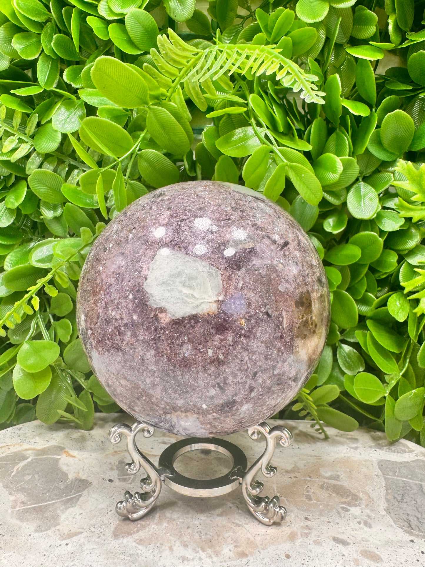 Lepidolite Unicorn Sphere 1294g