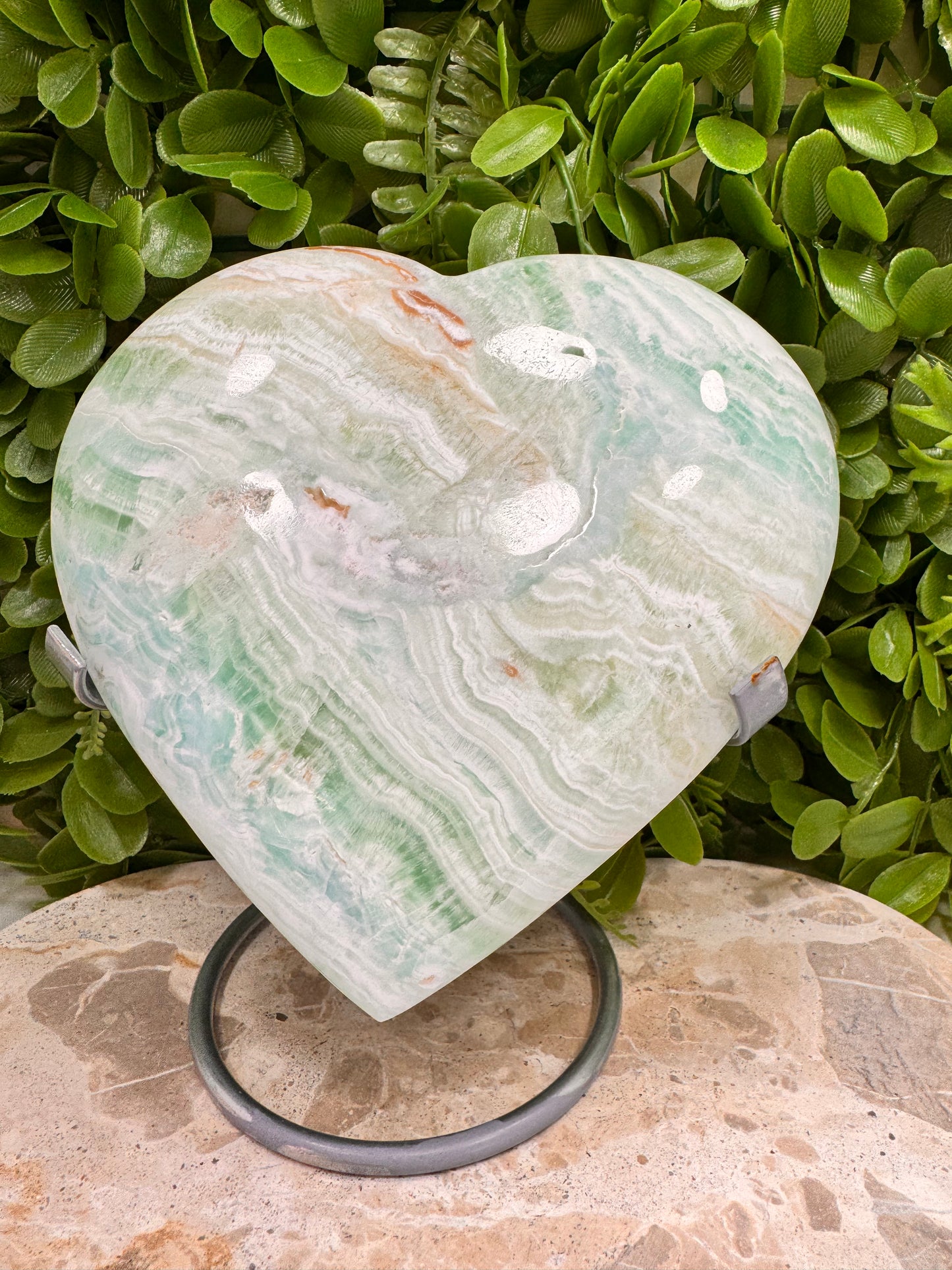 Blue Caribbean Calcite Heart 1518g