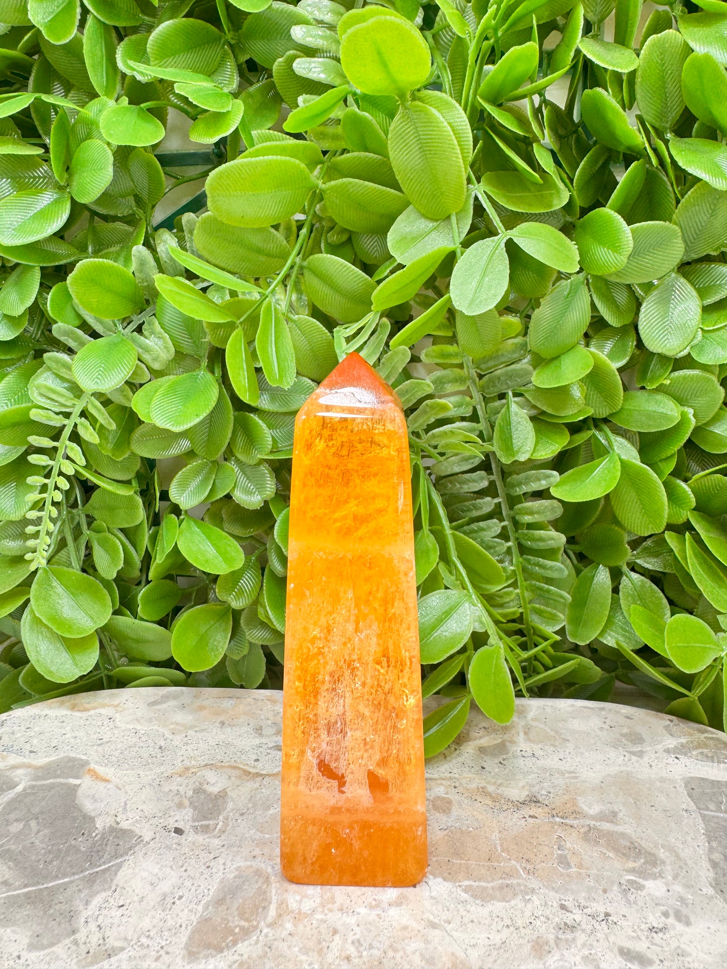 Crystalised Orange Calcite Point 236g
