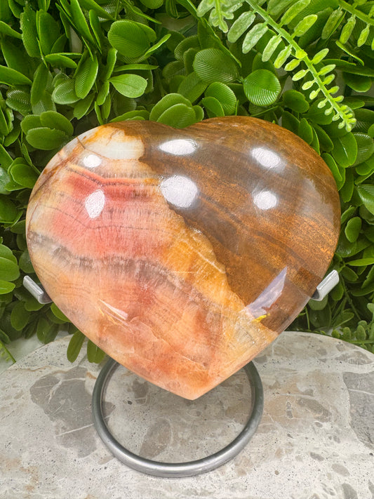 Peach Banded Calcite Heart 918g