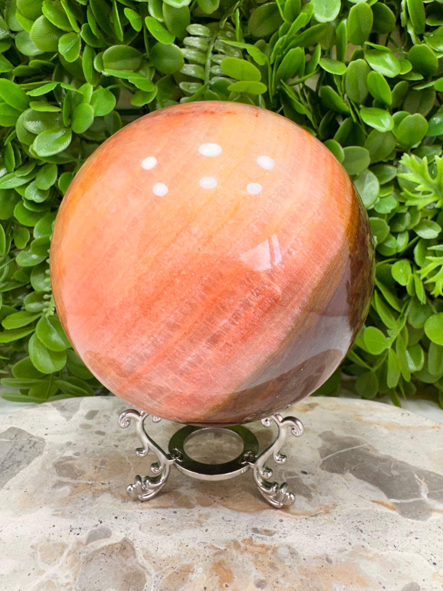 Peach Banded Calcite Sphere 2546g
