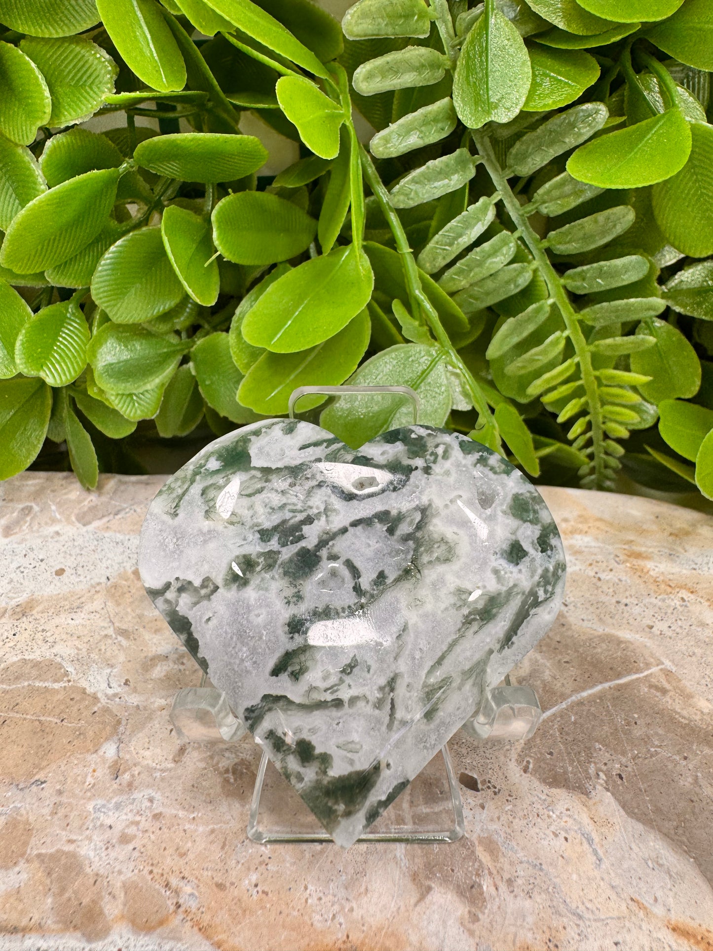 Moss Agate Heart 70g