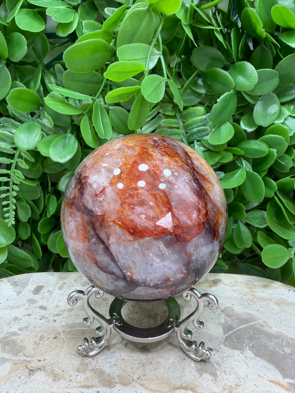 Fire Quartz Sphere | Grounding • Confidence • Inner Strength
