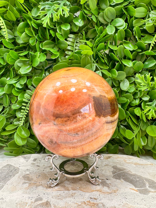 Peach Banded Calcite Sphere 2072g