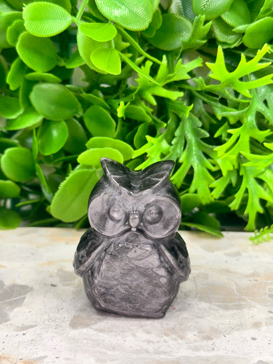 Silver Obsidian Owl 120g